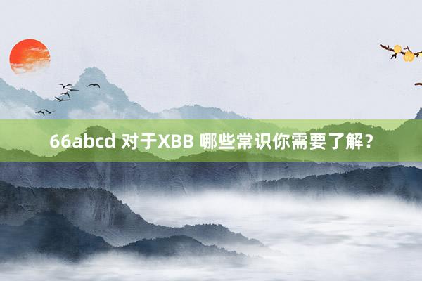 66abcd 对于XBB 哪些常识你需要了解？