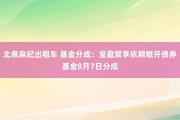 北条麻妃出租车 基金分成：宝盈聚享依期敞开债券基金8月7日分成