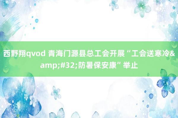 西野翔qvod 青海门源县总工会开展“工会送寒冷&#32;防暑保安康”举止