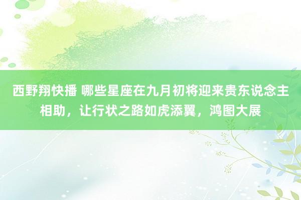 西野翔快播 哪些星座在九月初将迎来贵东说念主相助，让行状之路如虎添翼，鸿图大展