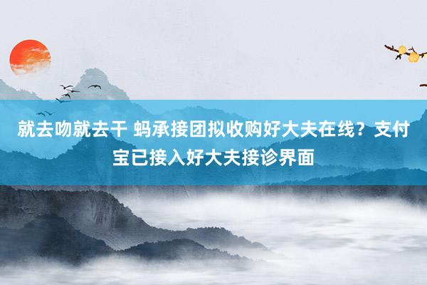 就去吻就去干 蚂承接团拟收购好大夫在线？支付宝已接入好大夫接诊界面